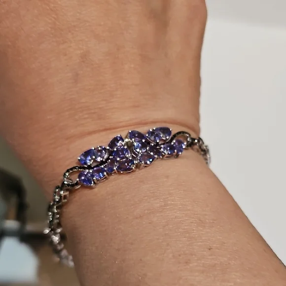Elegant Silver and Purple Bracelet - Picture 1 of 5